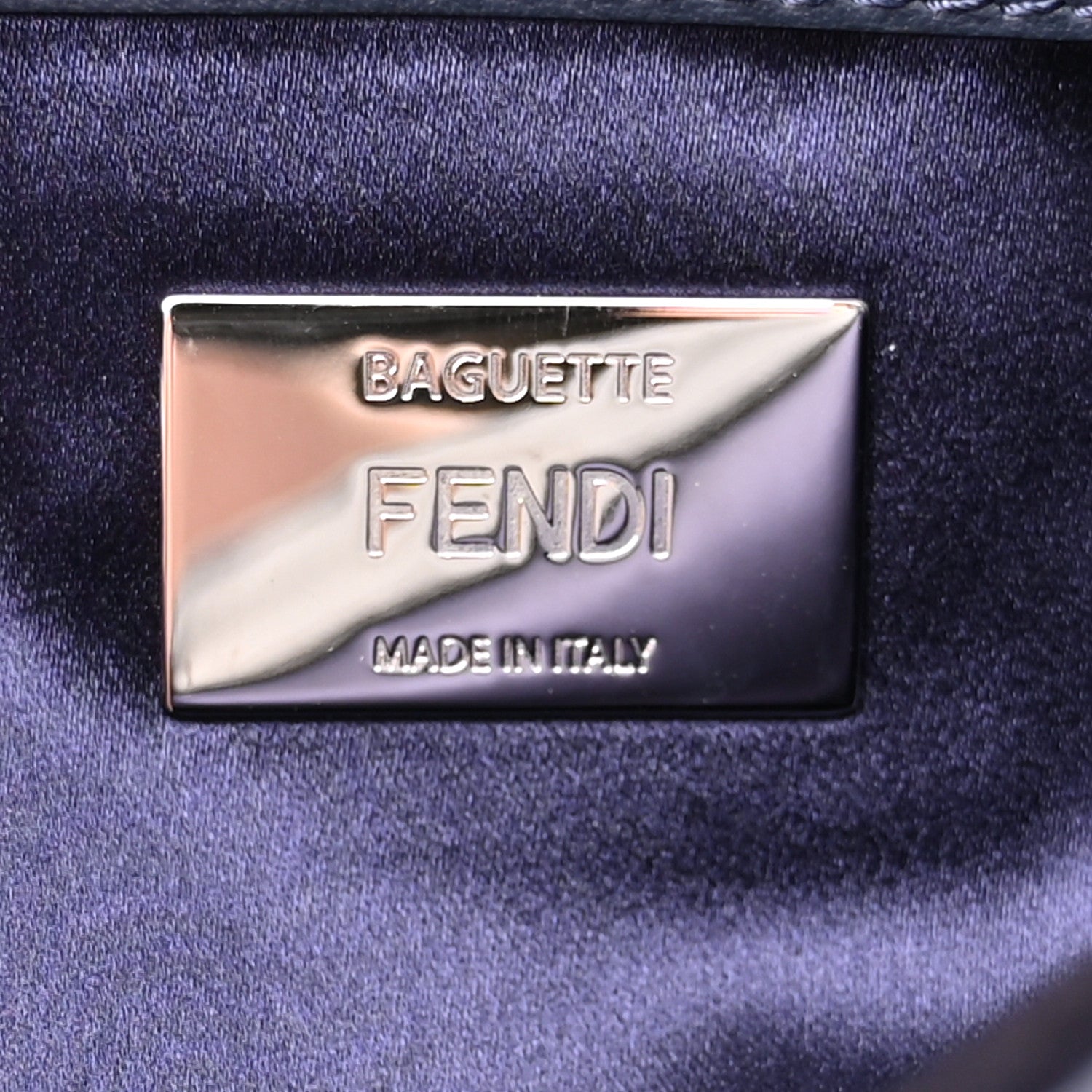 Fendi Sequin Paillettes Vitello Grace Striped Baguette Dark Blue Lunai 6 of 11