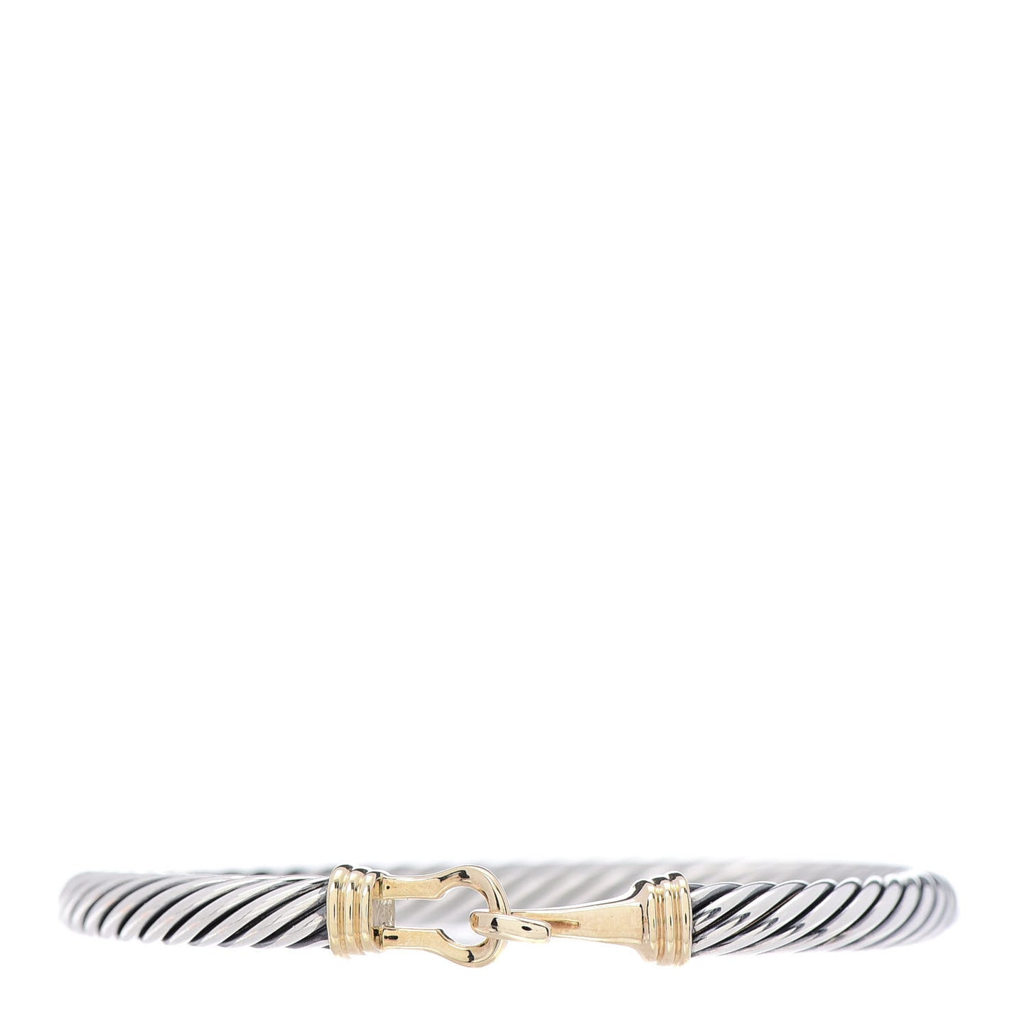 Sterling Silver 14K Yellow Gold 5mm Cable Classic Buckle Bracelet