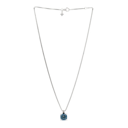 David Yurman Sterling Silver Diamond Hampton Blue Topaz 11mm Chatelaine Pendant Necklace 3 of 5