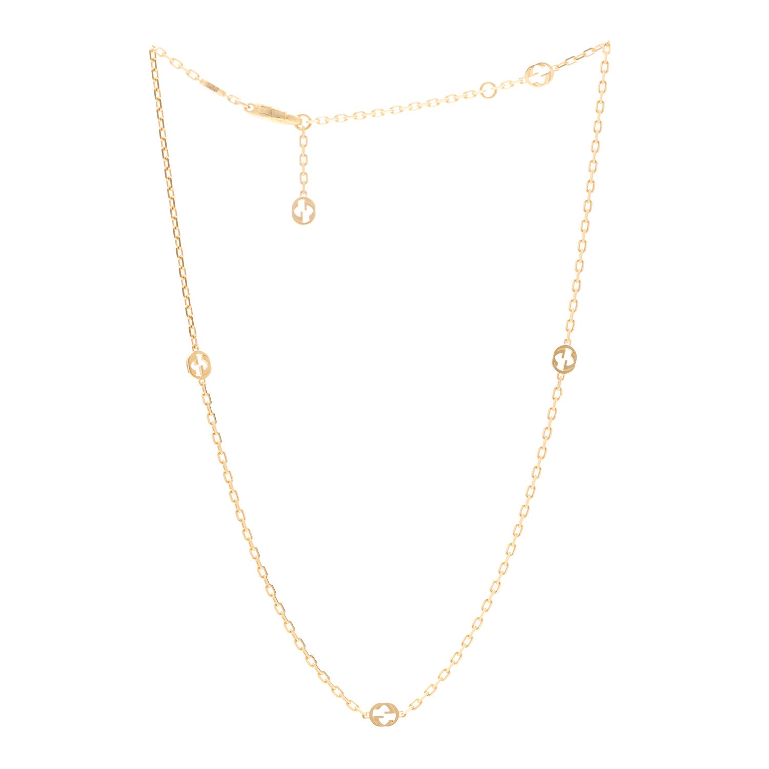 Gucci 18K Yellow Gold Running GG Station Necklace 3 of 5