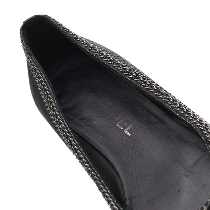 Chanel Tweed Patent Cap Toe Ballerina Flats 37 Black 22 of 23