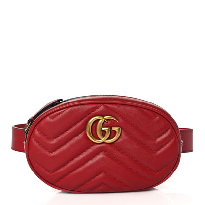 Gucci Calfskin Matelasse GG Marmont Belt Bag 75 30 Hibiscus Red 1 of 10