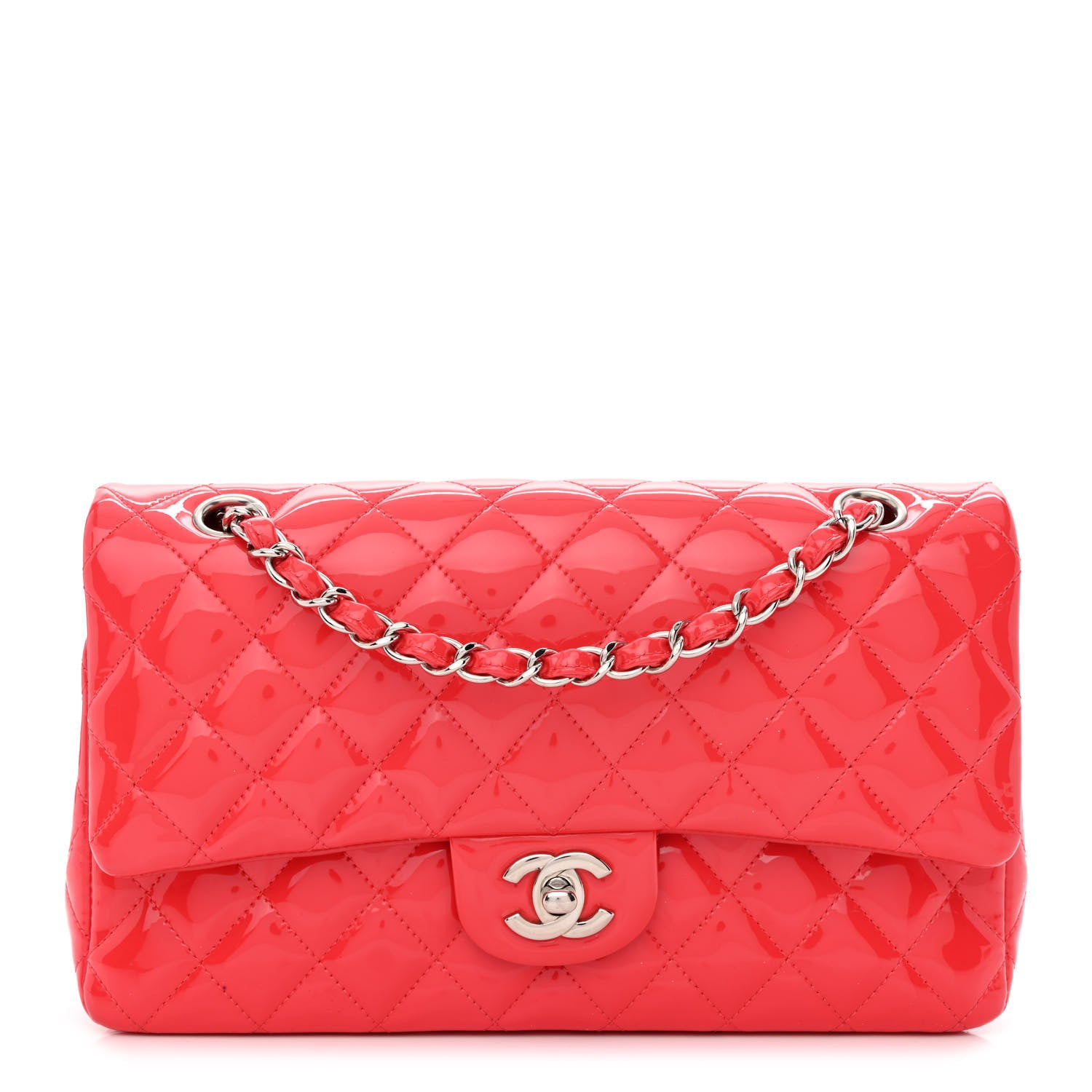 Chanel Patent Quilted Medium Double Flap Pink 1 of 14