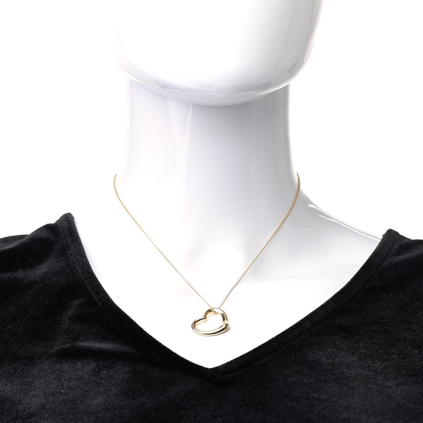 18K Yellow Gold 22mm Elsa Peretti Open Heart Pendant Necklace