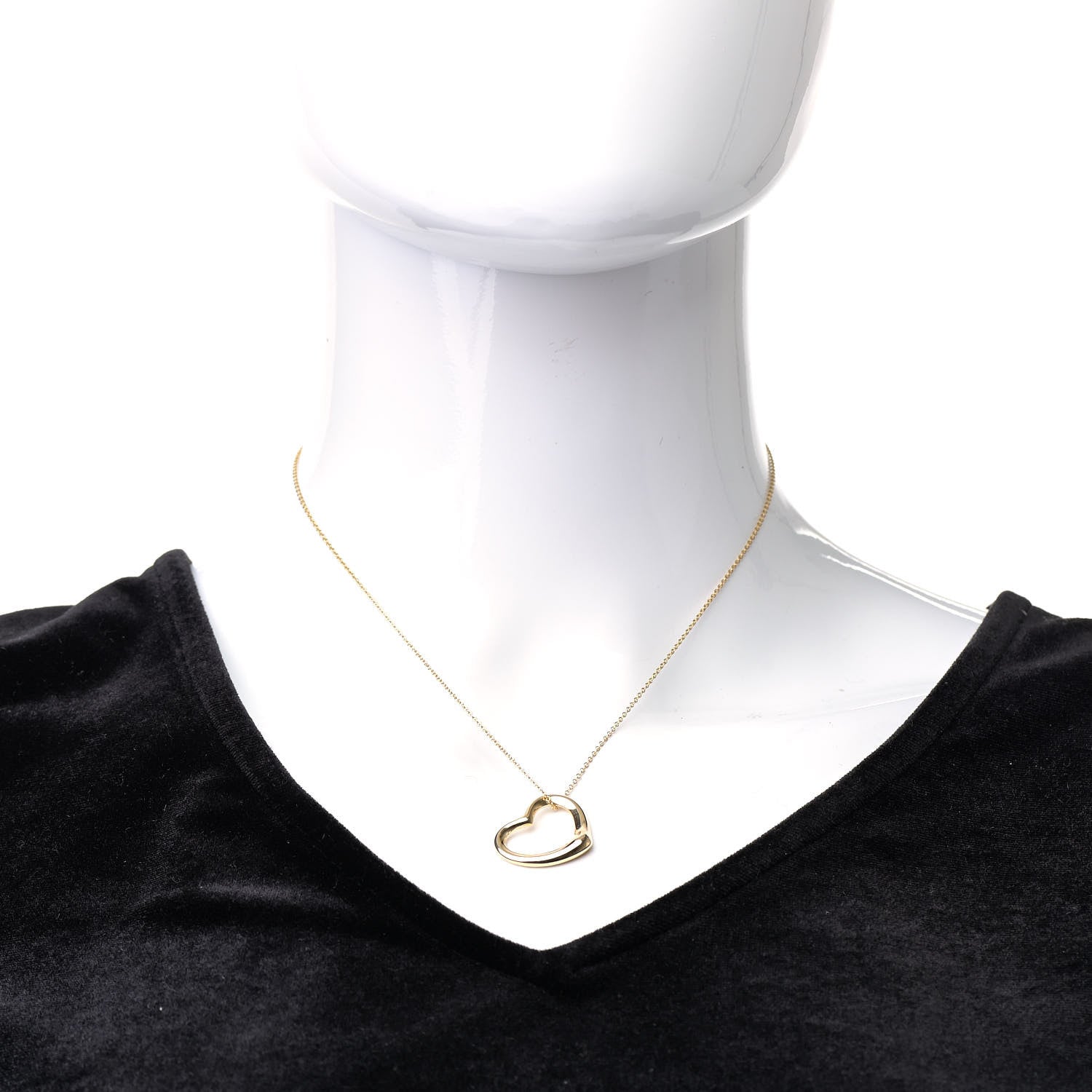 Tiffany 18K Yellow Gold 22mm Elsa Peretti Open Heart Pendant Necklace 2 of 7