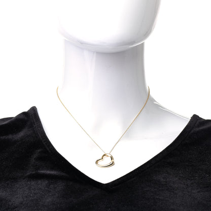 Tiffany 18K Yellow Gold 22mm Elsa Peretti Open Heart Pendant Necklace 2 of 7