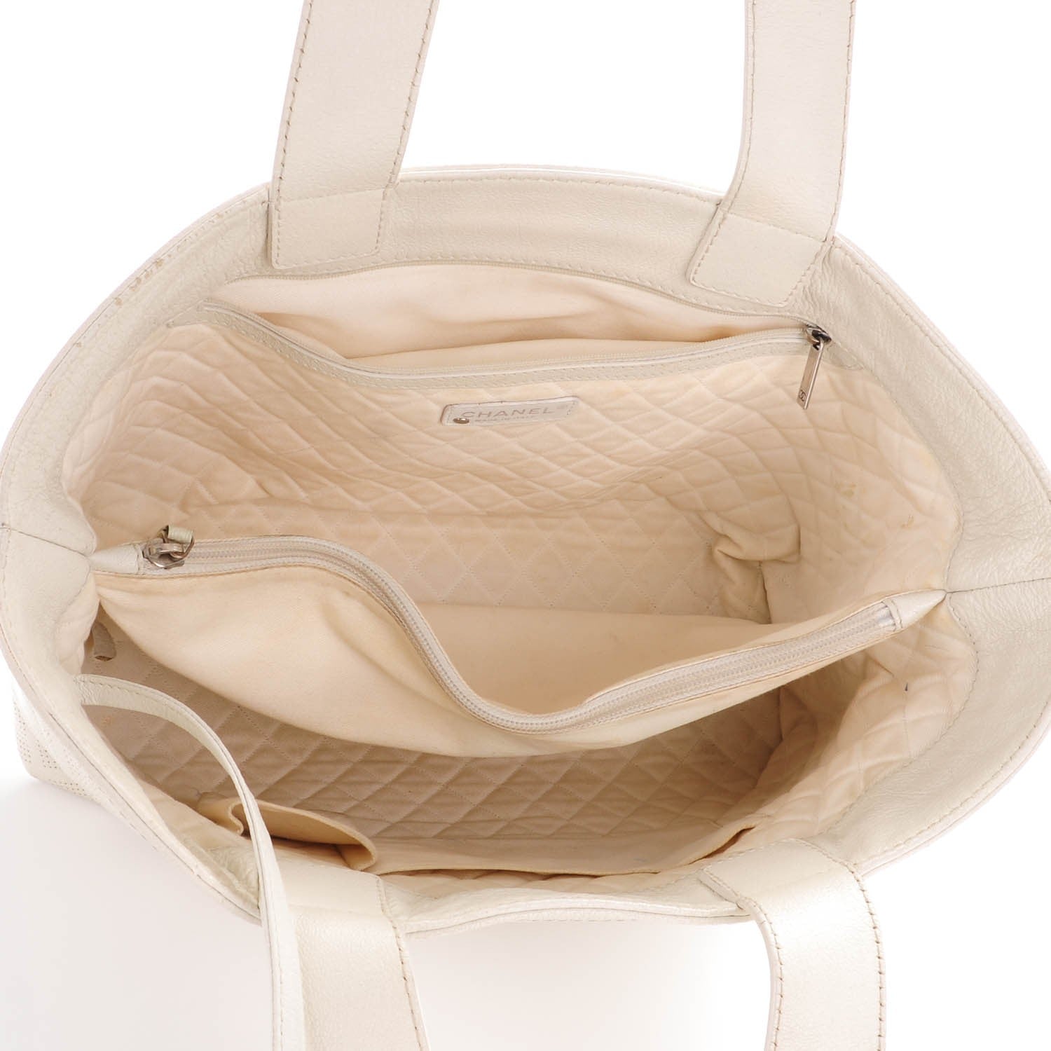 Chanel Goatskin Perforated Large CC Tote White 5 of 13