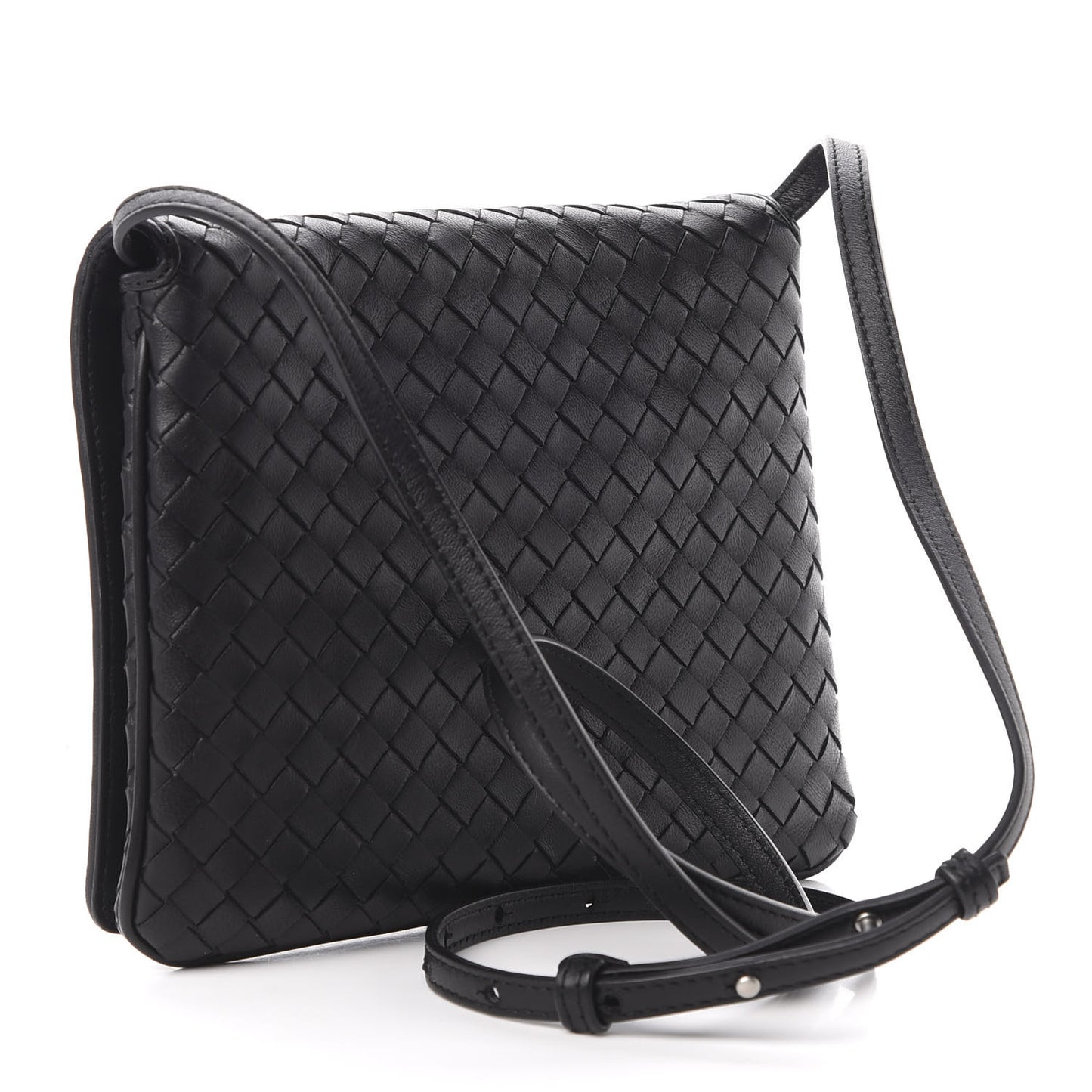 Nappa Intrecciato Flap Crossbody Black