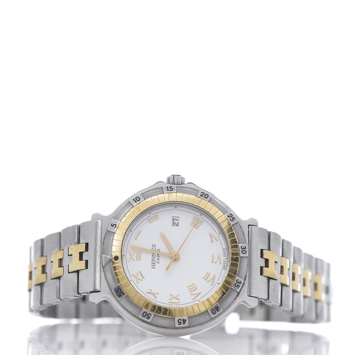 Hermes Stainless Steel 32mm Clipper Quartz Watch Gold 4 of 5
