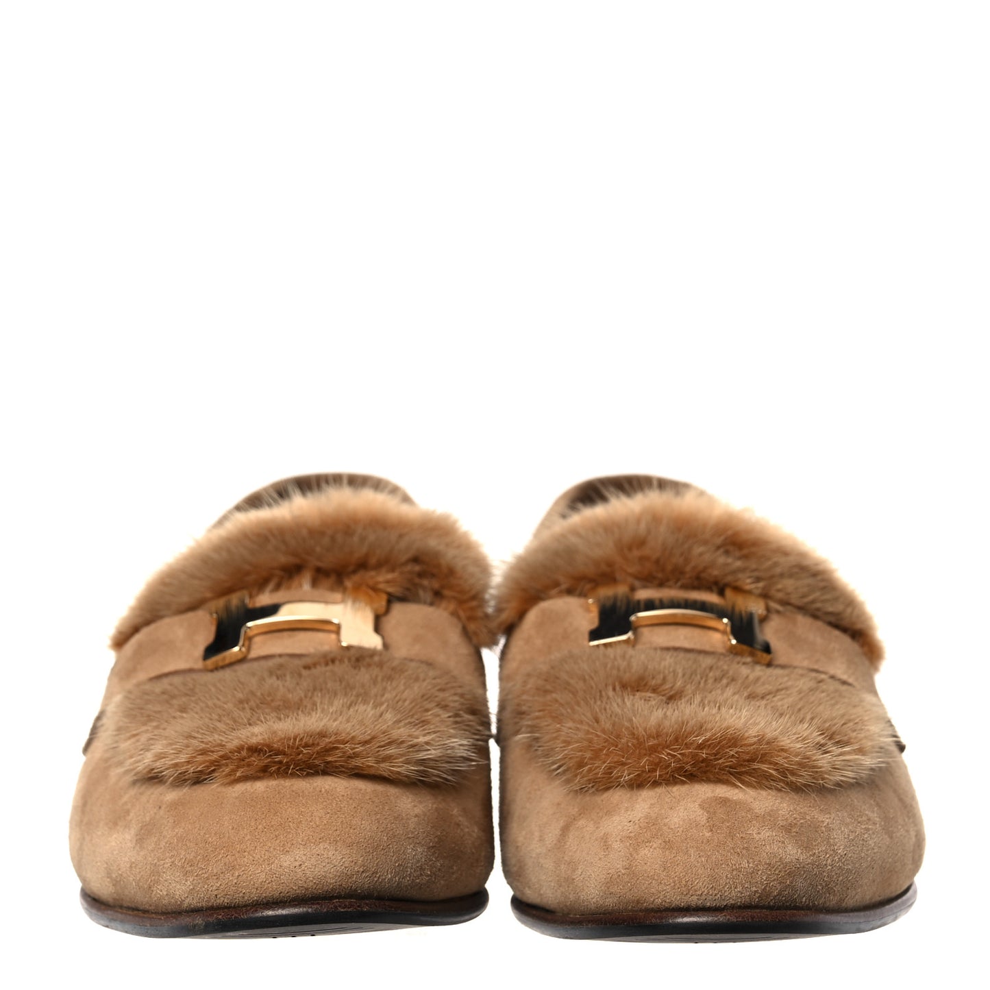 Mink Fur Suede Goatskin Paris Loafers 40 Marron Havane