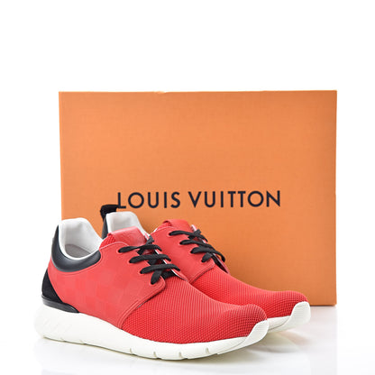 Louis Vuitton Rubber Mesh Suede Damier Fastlane Low Sneakers 7.5 Rouge 9 of 9