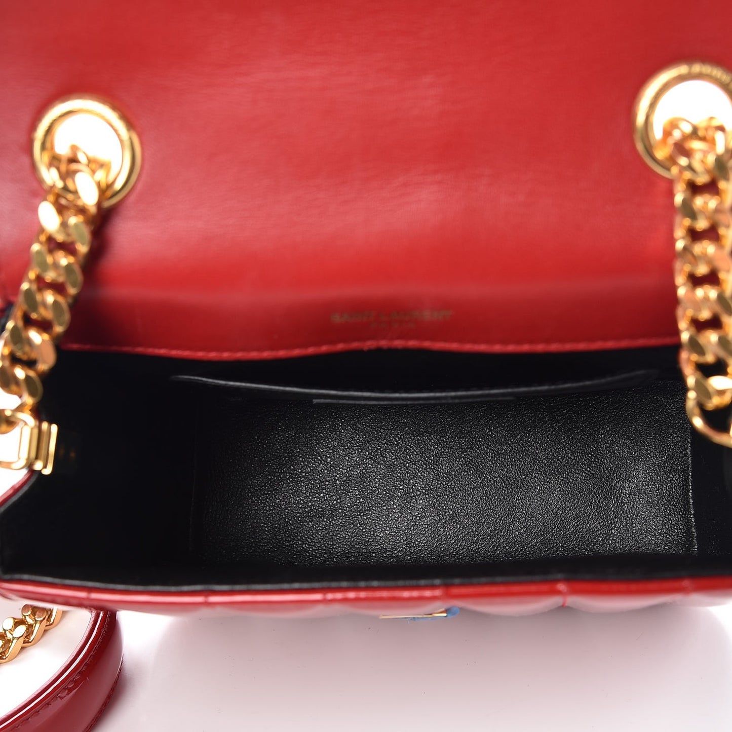 Patent Matelasse Monogram Small Vicky Chain Bag Red