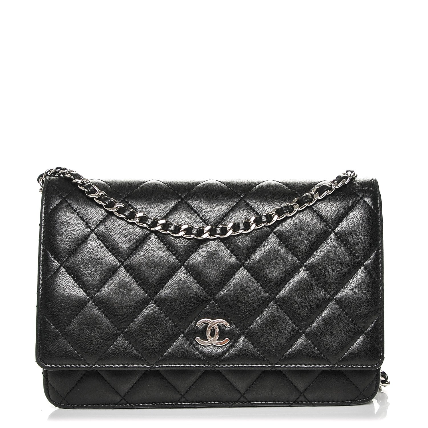 Chanel Lambskin Quilted Wallet On Chain WOC Black 1 of 8