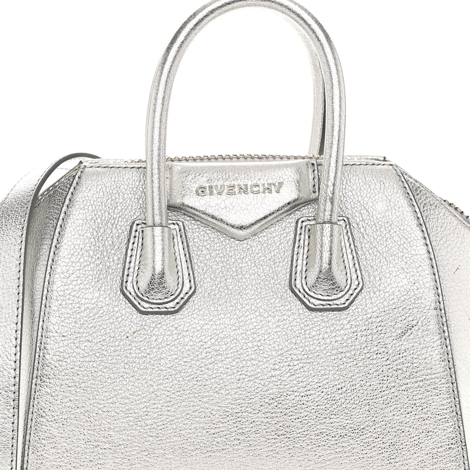 Givenchy Metallic Sugar Goatskin Mini Antigona Silver 8 of 11