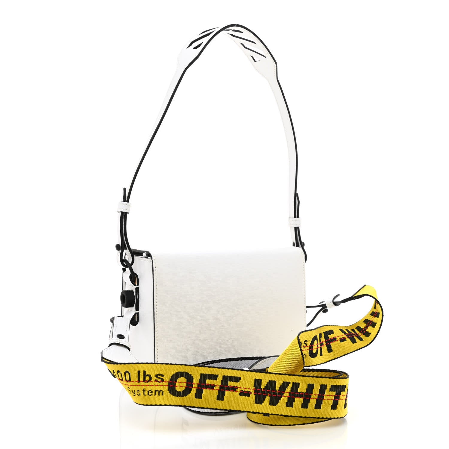 Off-White Saffiano Striped Diag Binder Flap Bag White Black 3 of 11