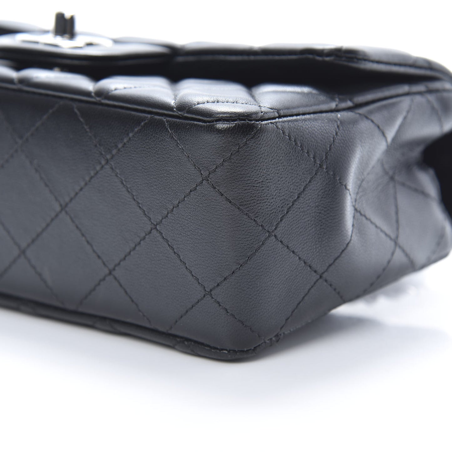 Lambskin Quilted Mini Rectangular Flap Black