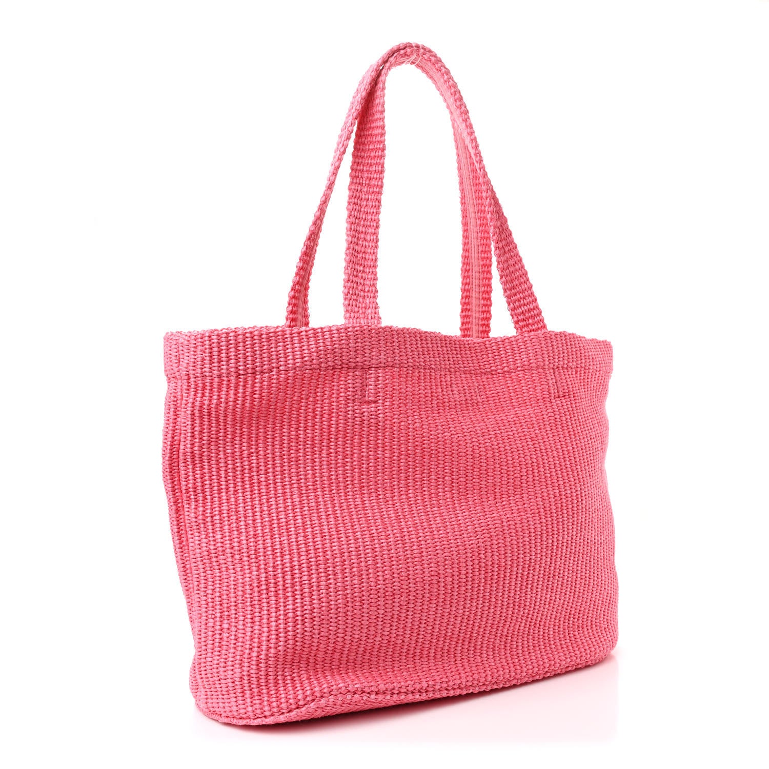 Jimmy Choo Raffia London Logo Beach Tote Pink 1708435 – FASHIONPHILE