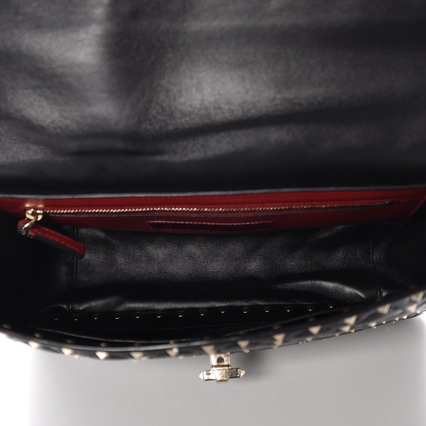 Lambskin Large Rockstud Spike Shoulder Bag Black