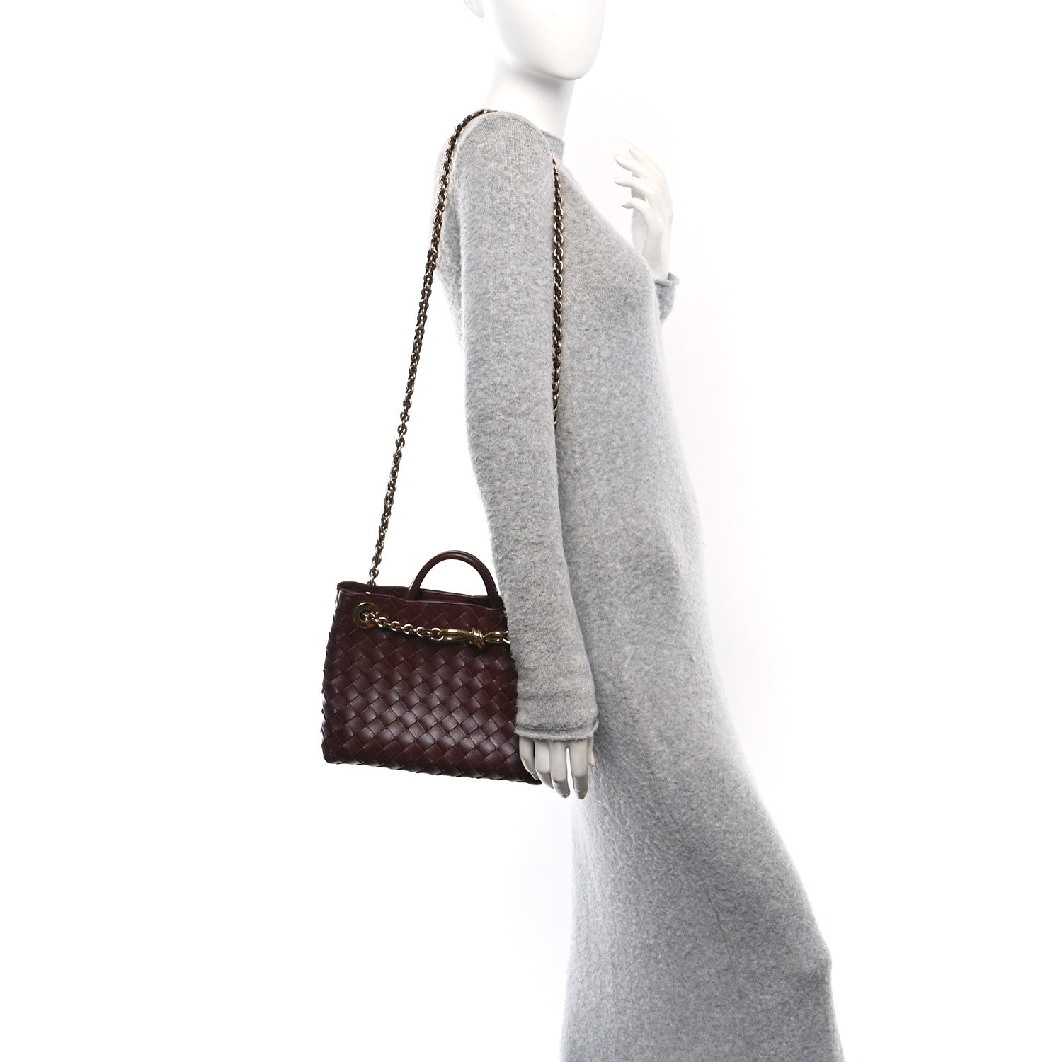 Bottega Veneta Nappa Intrecciato Small Andiamo With Chain Shoulder Bag Madder Brown 2 of 9