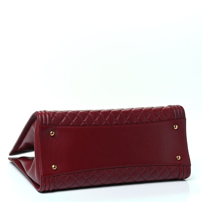 Chanel Lambskin Quilted Boy Shopping Tote Dark Red 3 of 4
