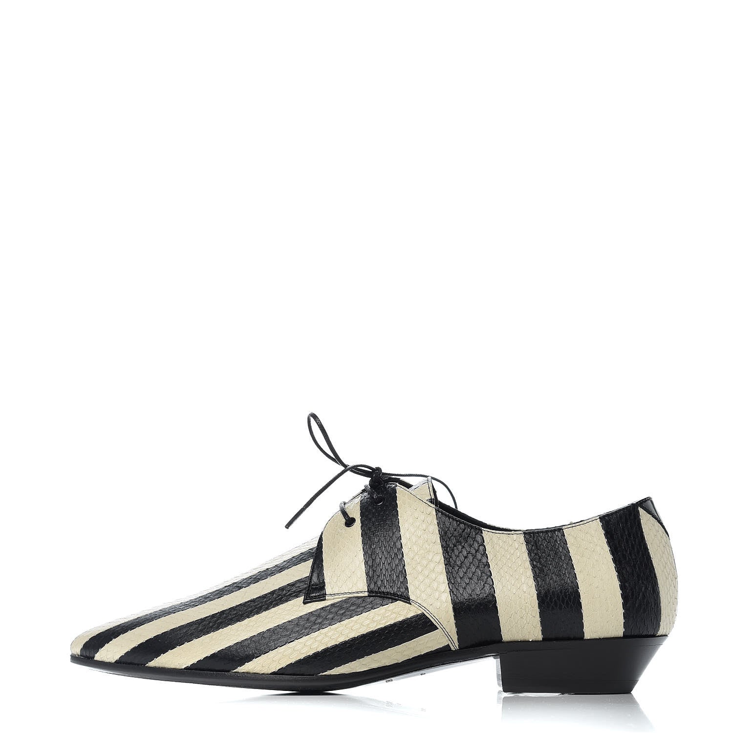 Saint Laurent Elaphe Snakeskin Striped Mens Jonas Derbies 43 Black White 1 of 9