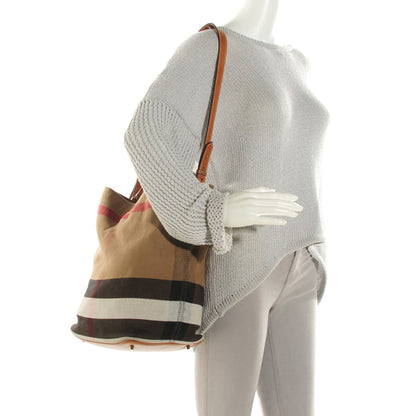 Burberry Canvas Mega Check Medium Susanna Hobo Saddle Brown 2 of 9