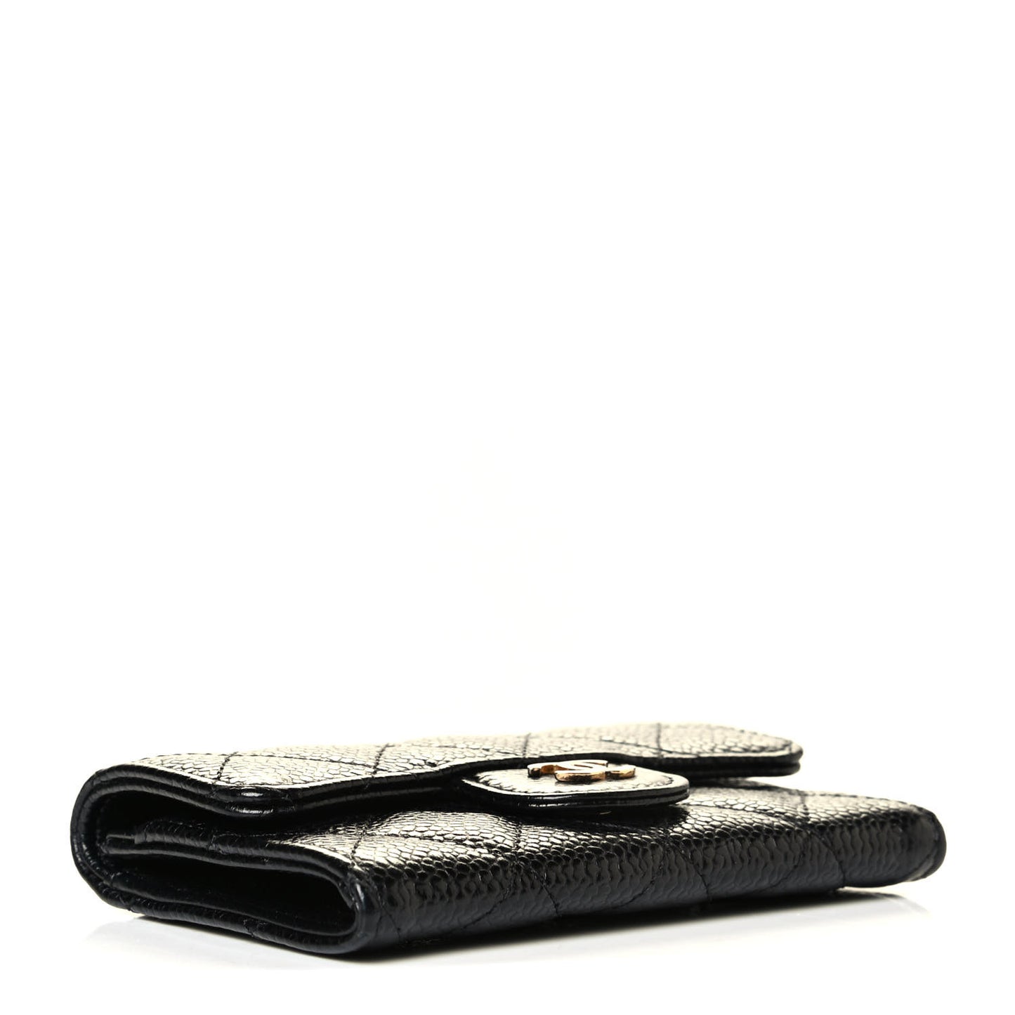 Caviar Quilted Flap Card Holder Black