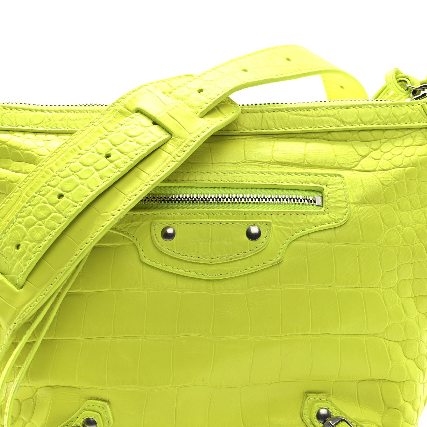 Extra Supple Calfskin Crocodile Embossed Neo Classic Hardware Hobo XS Flou Yellow