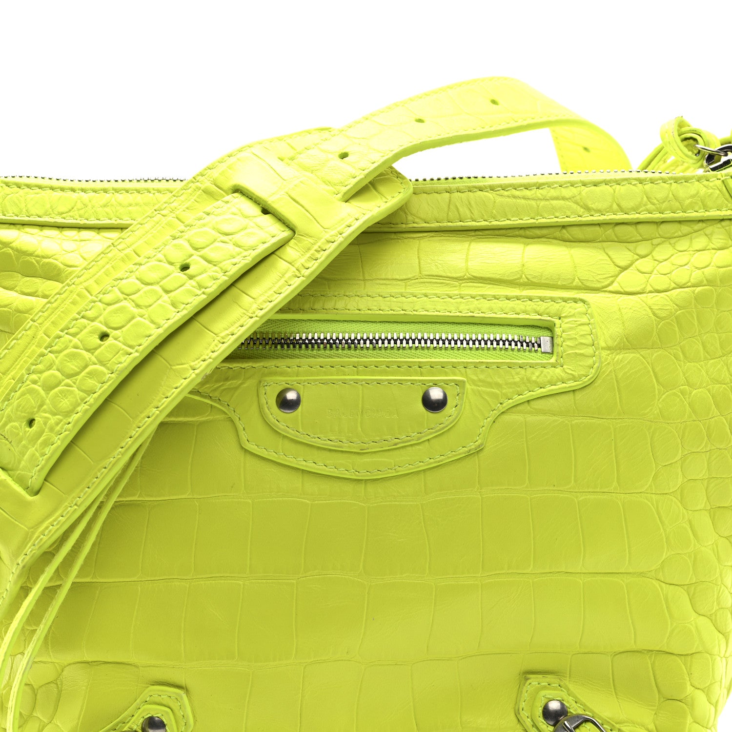 Balenciaga Extra Supple Calfskin Crocodile Embossed Neo Classic Hardware Hobo XS Flou Yellow 7 of 9