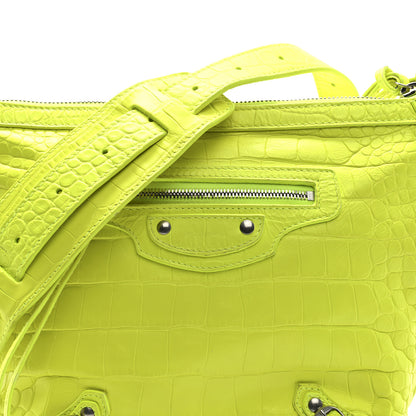 Balenciaga Extra Supple Calfskin Crocodile Embossed Neo Classic Hardware Hobo XS Flou Yellow 7 of 9
