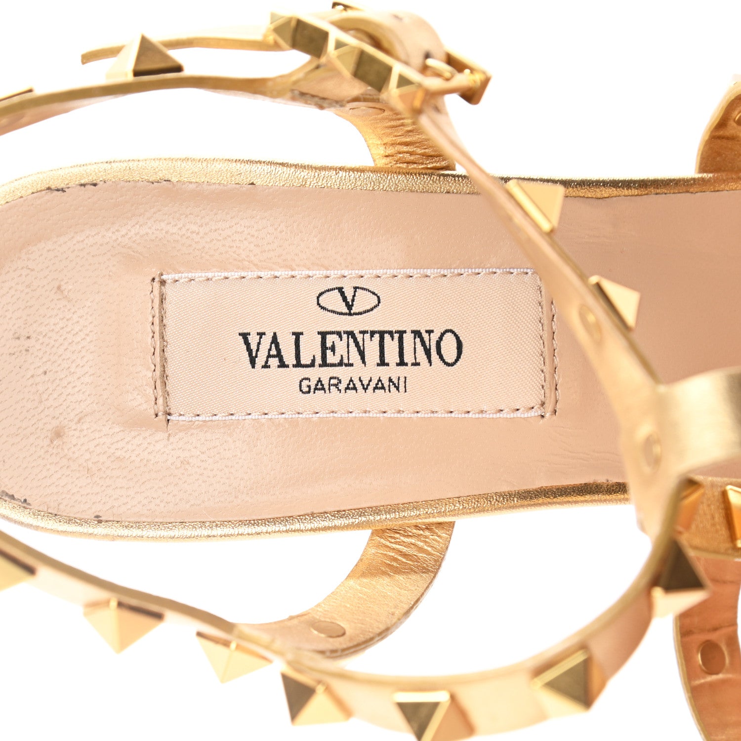 Valentino Garavani Metallic Calfskin Rockstud 60mm City Sandals 36.5 Antique Brass 7 of 10