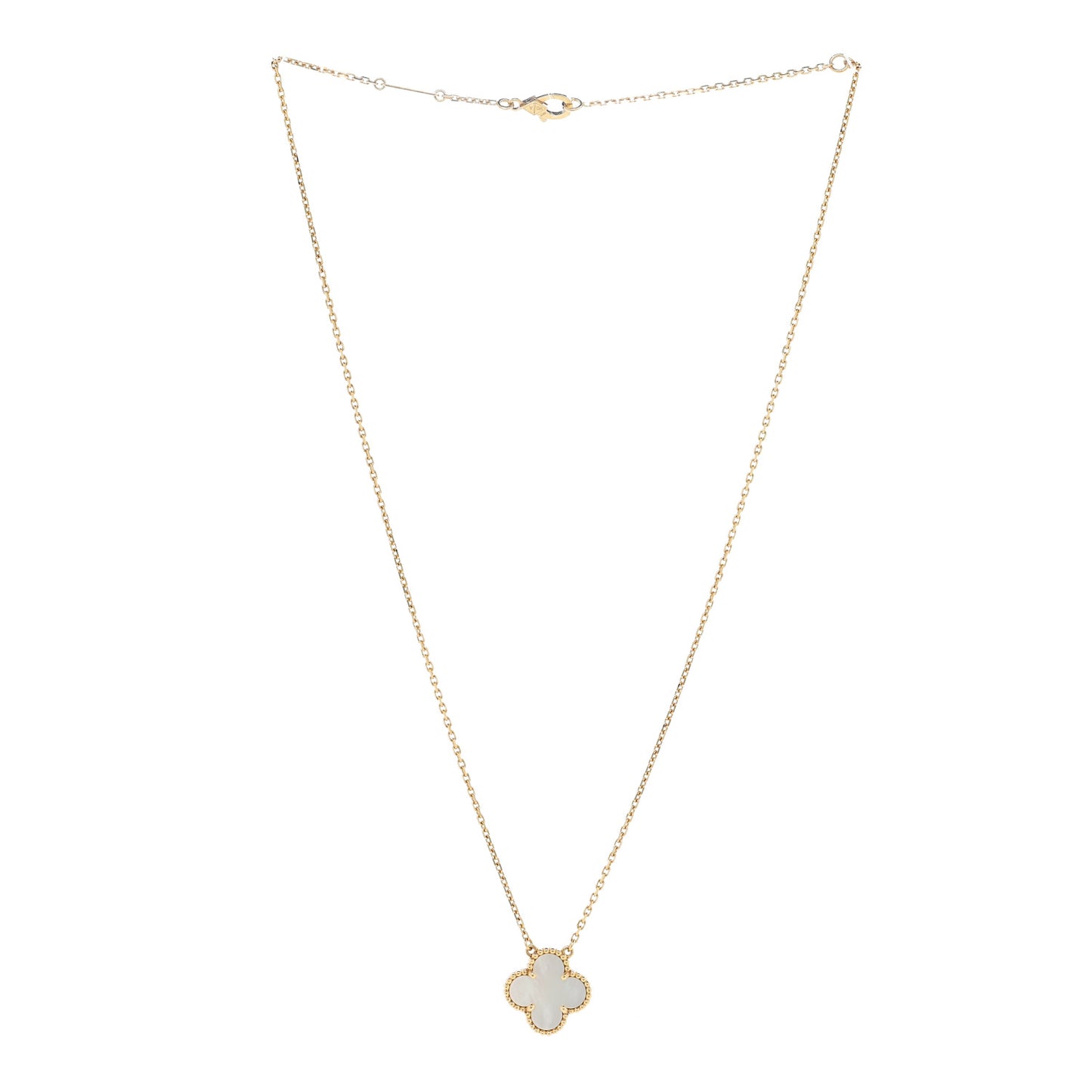 18K Yellow Gold Mother of Pearl Vintage Alhambra Pendant Necklace