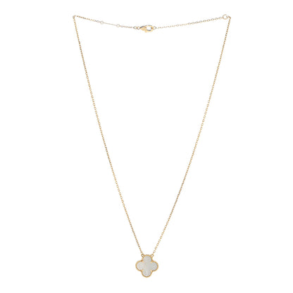 Van Cleef & Arpels 18K Yellow Gold Mother of Pearl Vintage Alhambra Pendant Necklace 3 of 6