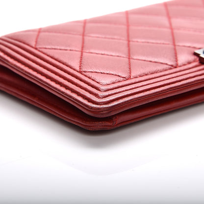 Chanel Lambskin Quilted Boy Yen Wallet Red 26 of 26