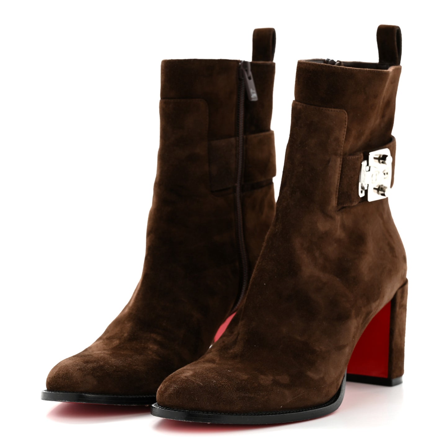 Suede Lock Booty 70 Ankle Boots 39.5 Brown