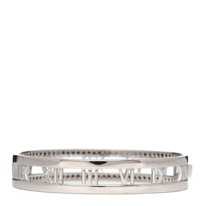 Tiffany 18K White Gold Diamond Atlas Open Hinged Bangle Bracelet 3 of 5