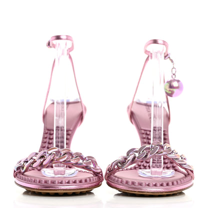 Bottega Veneta Metallic Lambskin Dot 90mm Sandals 38 Azalea 3 of 10