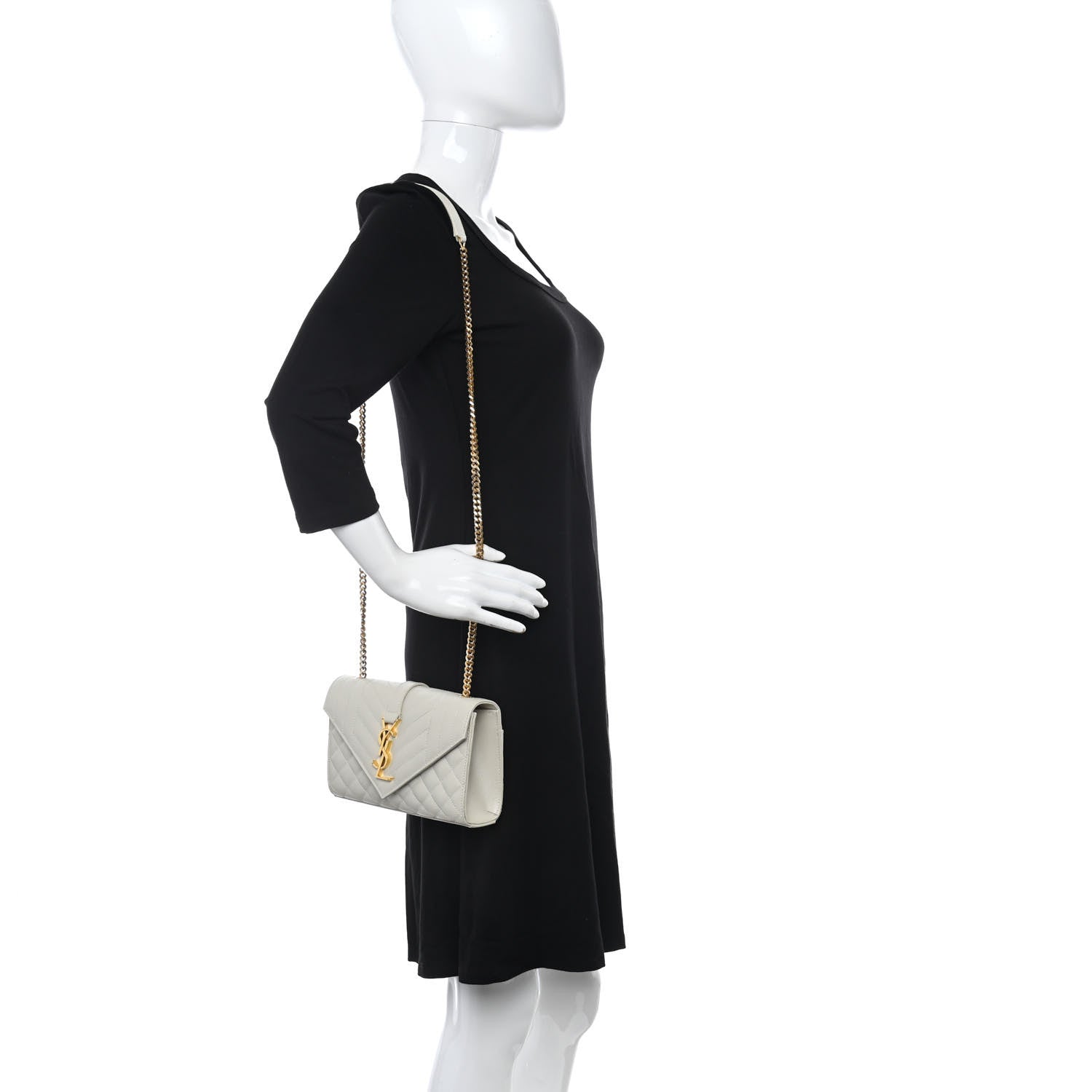 Saint Laurent Grain De Poudre Textured Mixed Matelasse Triquilt Small Monogram Satchel Crema Soft 2 of 11