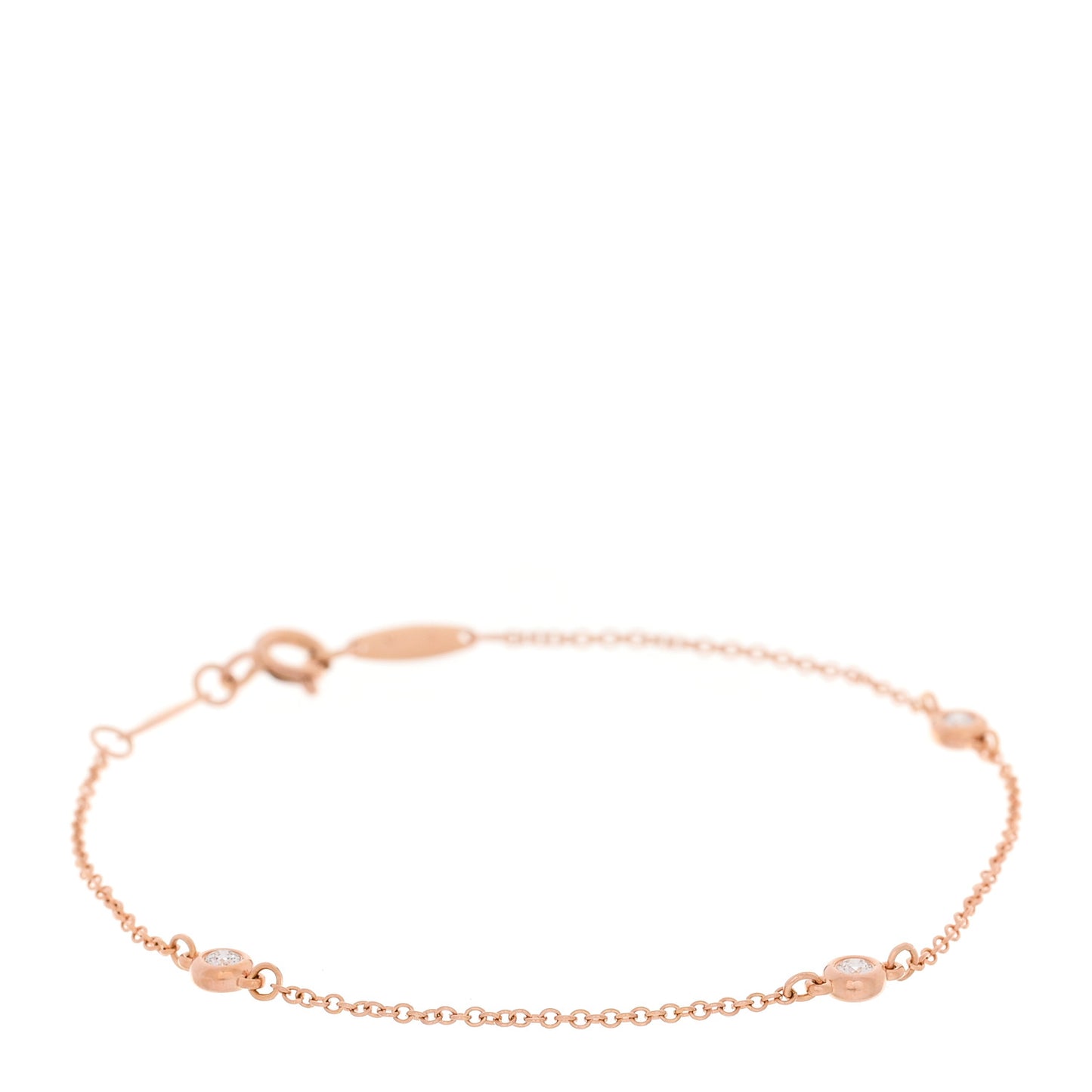 18K Rose Gold Diamond .15ctw Elsa Peretti Diamonds by the Yard Station Bracelet