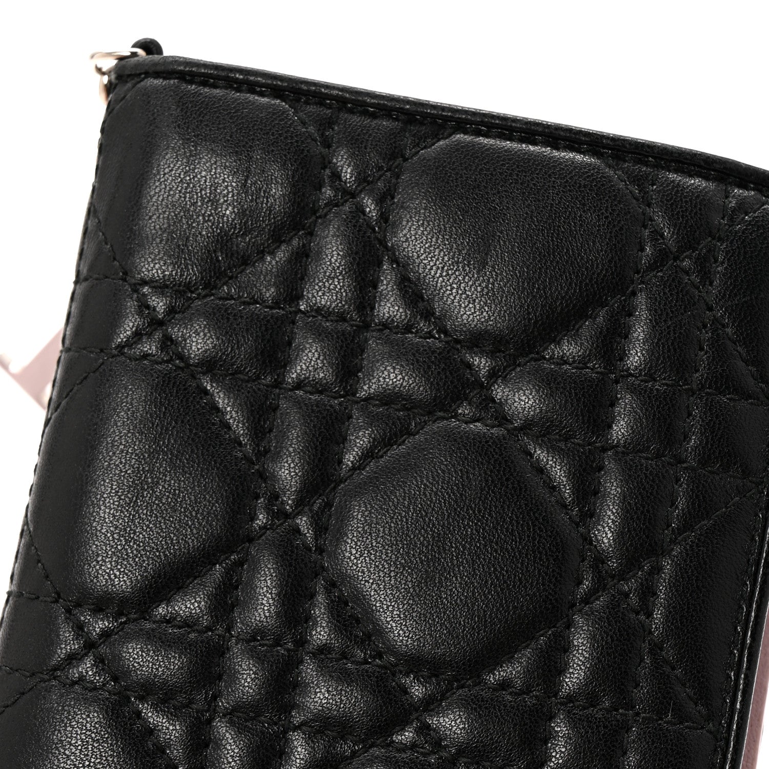 Christian Dior Lambskin Cannage Bi-Color Lady Dior Flap Card Holder Black Mauve Pink 11 of 12