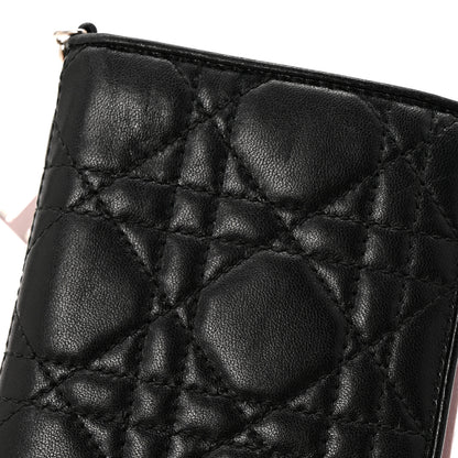Christian Dior Lambskin Cannage Bi-Color Lady Dior Flap Card Holder Black Mauve Pink 11 of 12