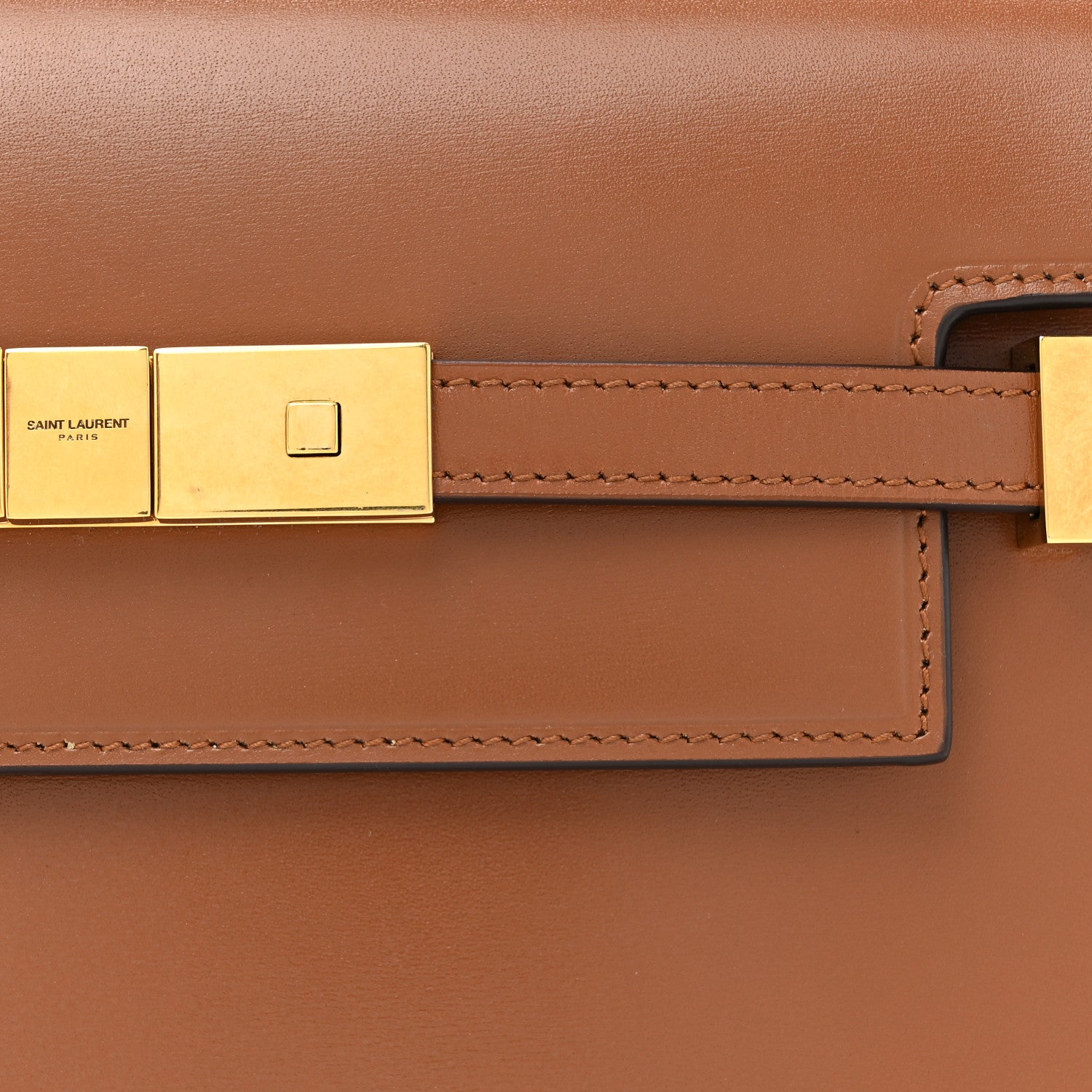 Saint Laurent Smooth Calfskin Small Manhattan Shoulder Bag Cognac 8 of 10