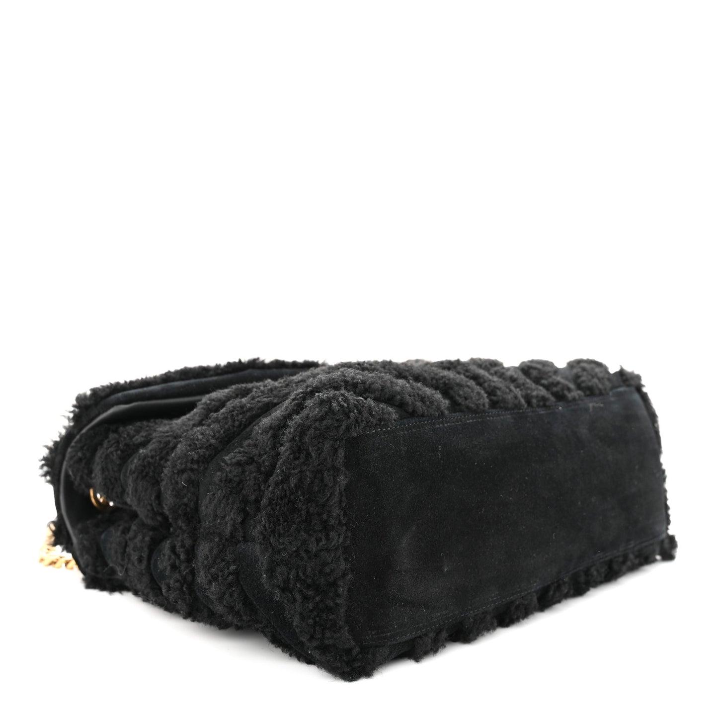 Shearling Y Quilted Monogram Medium Loulou Chain Satchel Black
