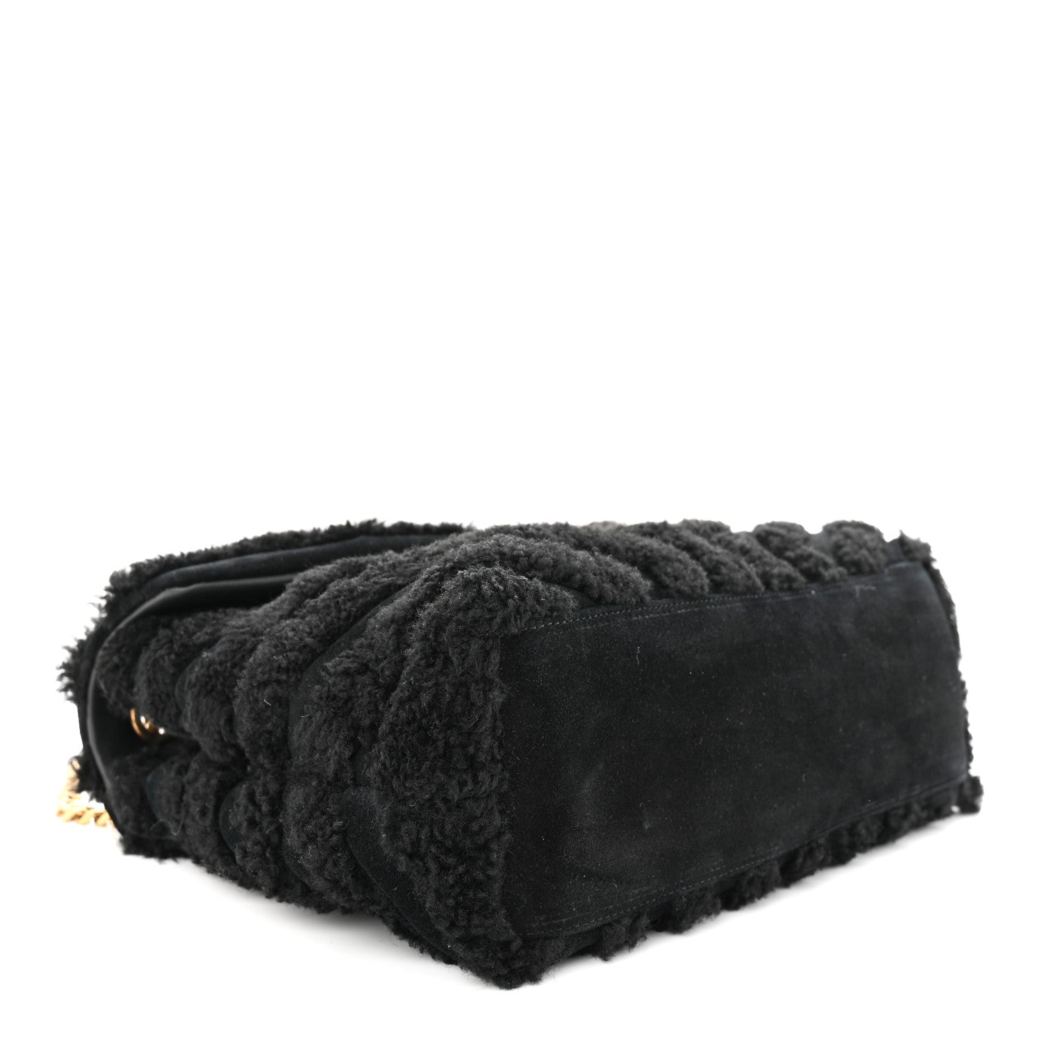 Saint Laurent Shearling Y Quilted Monogram Medium Loulou Chain Satchel Black 4 of 10