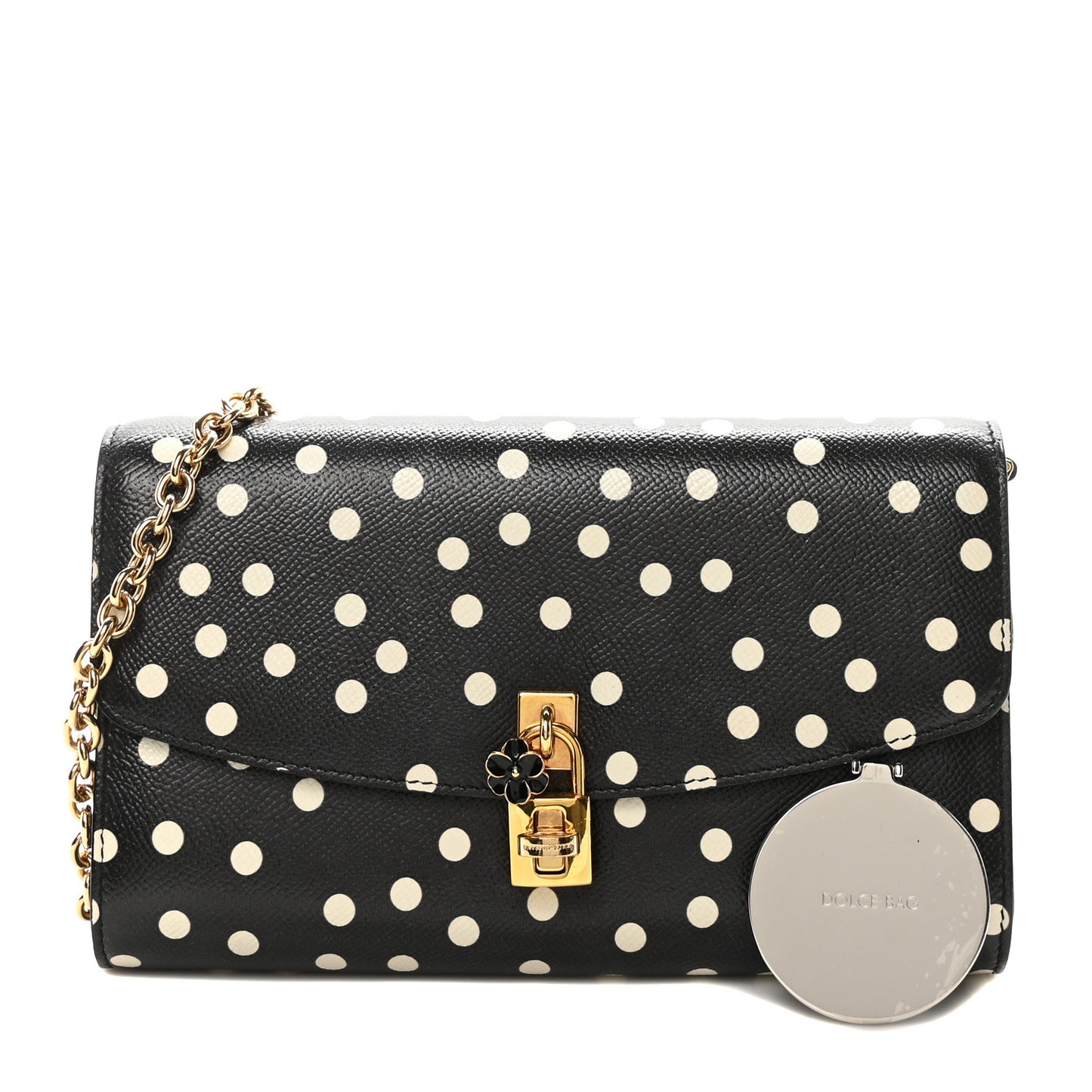 Dauphine Polka Dot Print Shoulder Bag Black