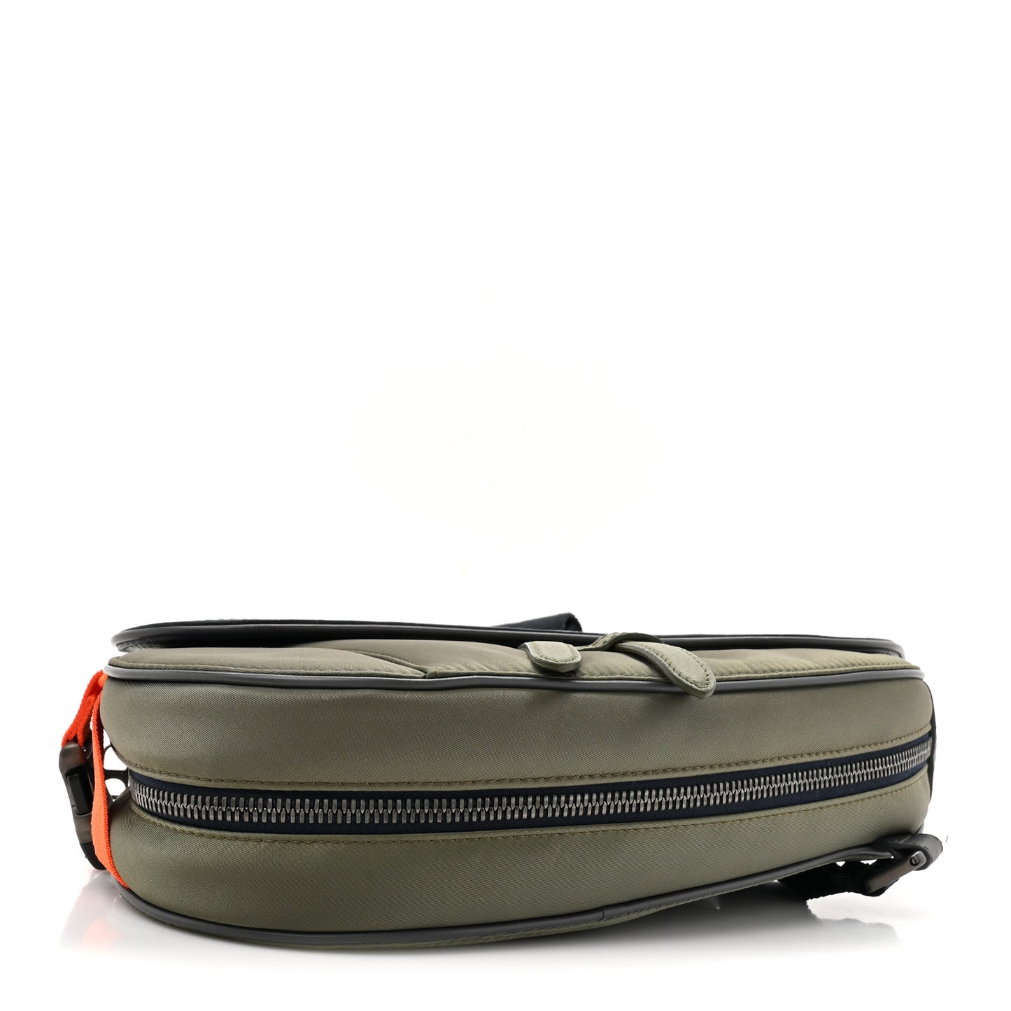 X SACAI Grained Calfskin Technical Fabric Mens Saddle Bag Olive Navy Blue