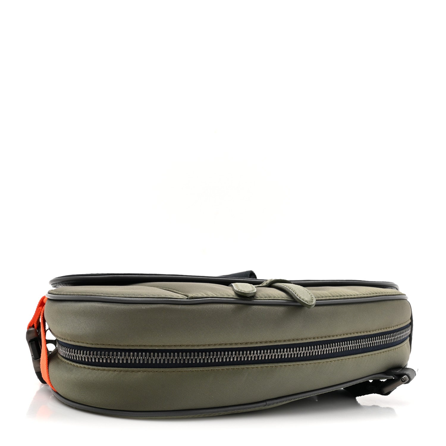 Christian Dior X SACAI Grained Calfskin Technical Fabric Mens Saddle Bag Olive Navy Blue 4 of 11