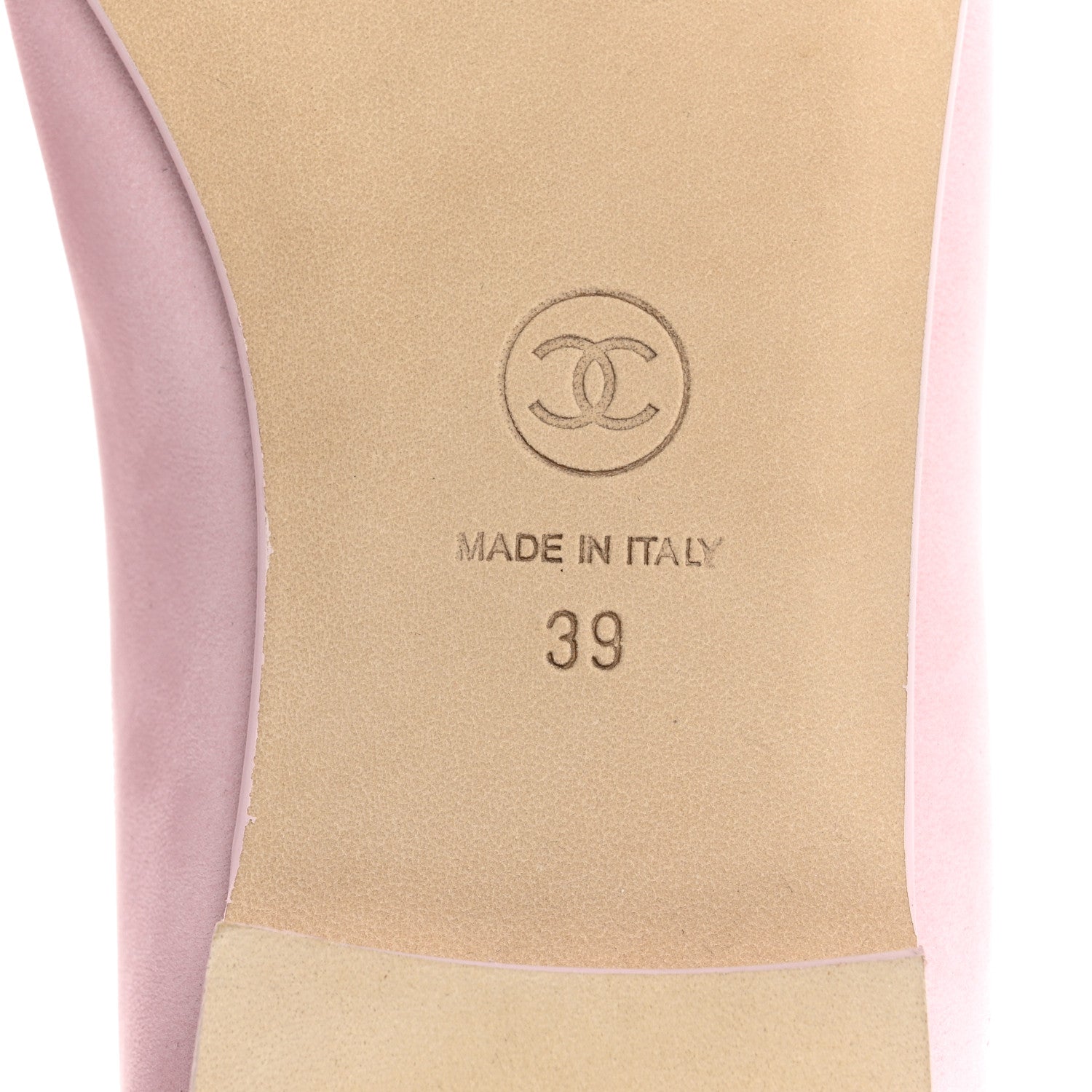 Chanel Suede Calfskin Cap Toe CC Ballerina Flats 39 Light Pink 8 of 10
