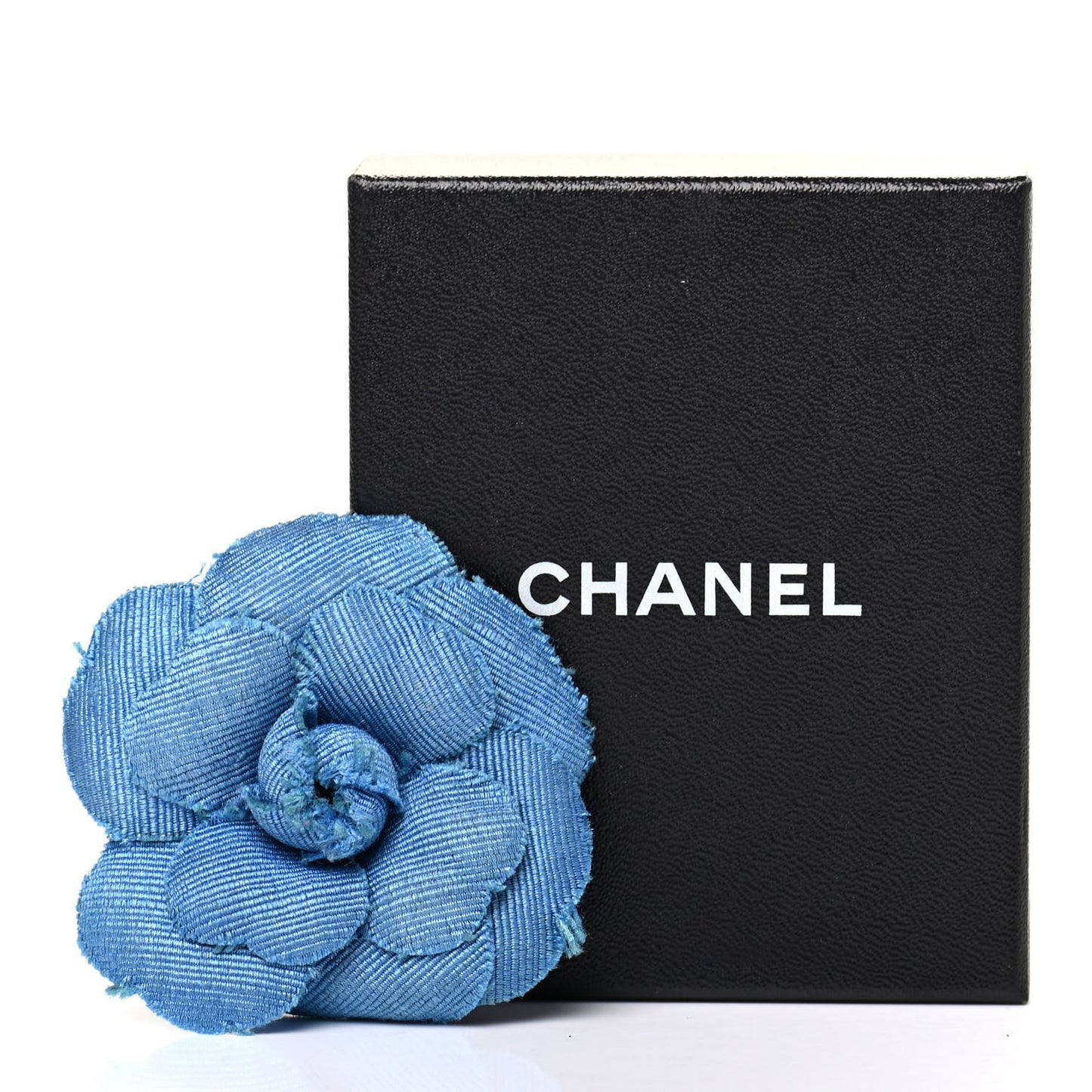 Denim Camellia Pin Brooch Navy Black