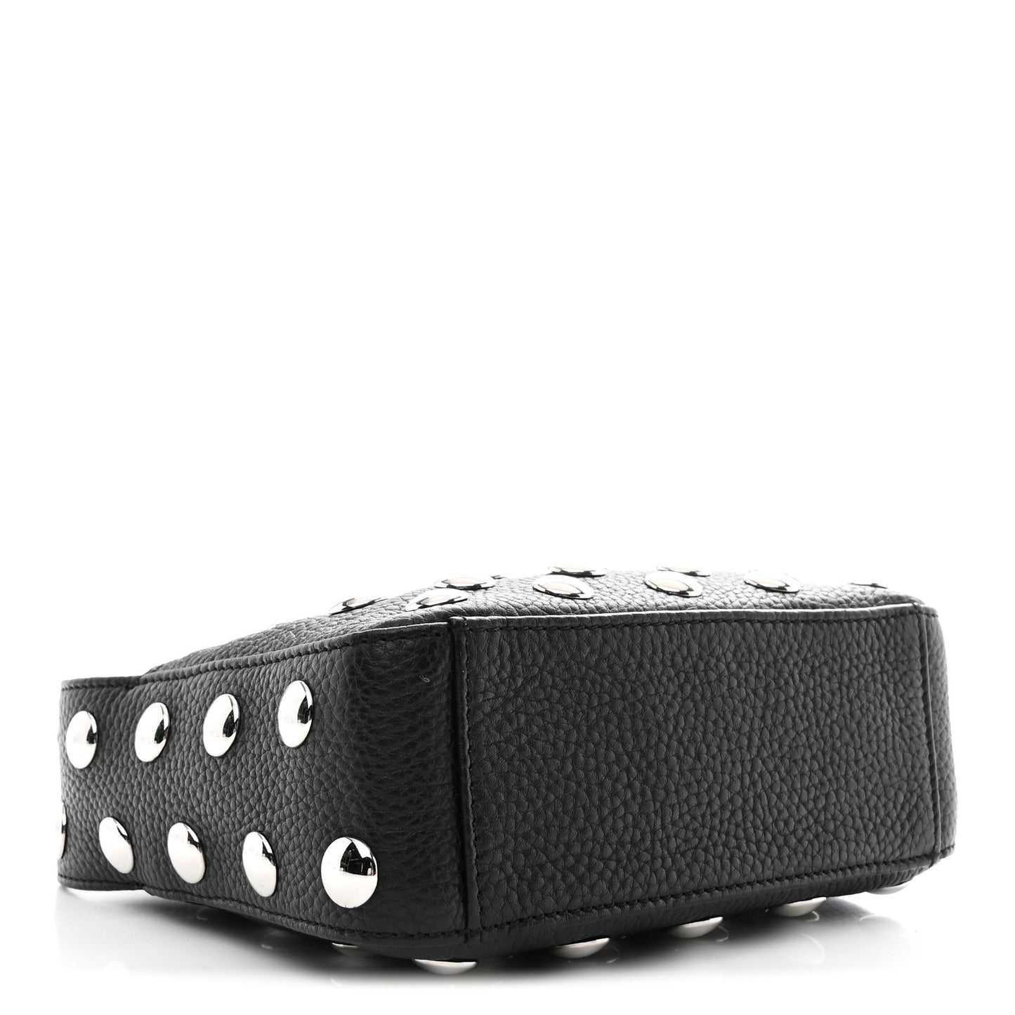 Pebbled Sport Calfskin Studded Small Elena Black